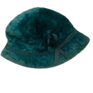 𝅺vtg Kangol Angora Bucket Hat w Ribbon Bow Emerald Green OS
